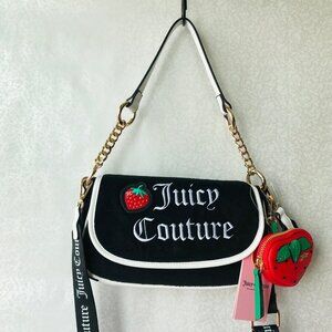 Juicy Couture Sweet N Juicy FR Flap Shoulder Bag Strawberry Black Liquorice NWT